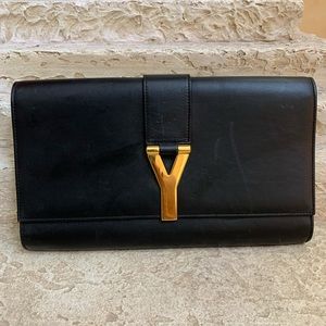 Saint Laurent Ysl Y Black Leather Clutch